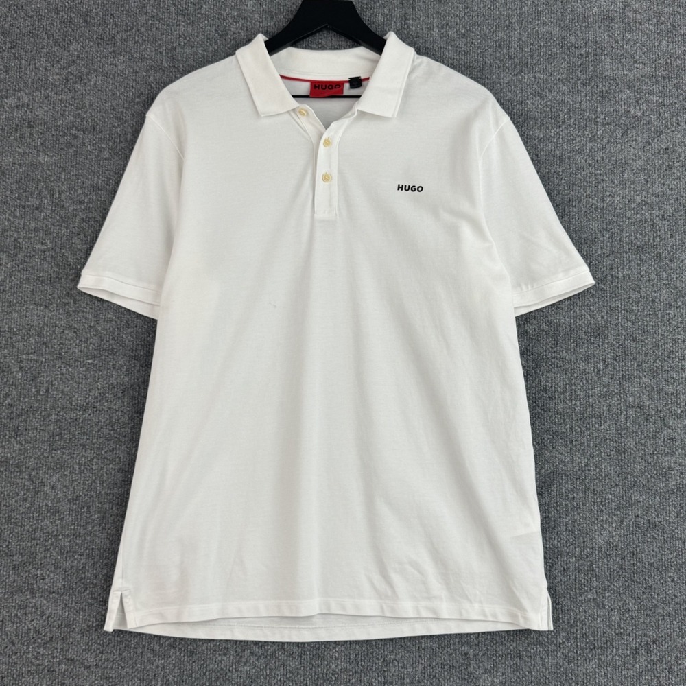 Boss Hugo Boss Polo Shirt Mens XL White Casual Preppy Designer Short Sleeve